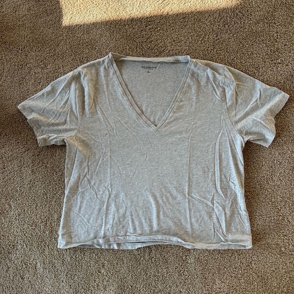 Abercrombie & Fitch Light Gray V-Neck Tee